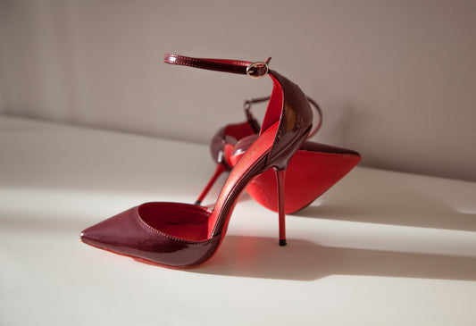 Sophie burgundy ankle strap heels